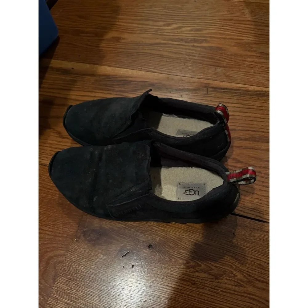 UGG Black Suede Slip-On Mules with Shearling Lining – Men’s Size 11.5